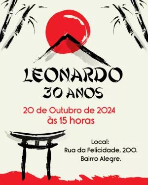 Convite de Aniversário Tema Japonês para Editar Online
