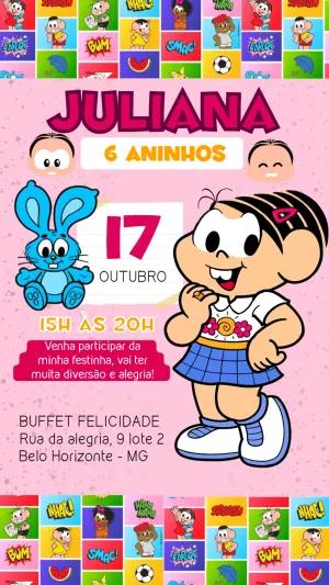 Convite de Aniversário Turma da Mônica para Editar Online