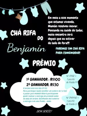 Convite Chá Rifa Menino Varal de Roupas para Editar Online