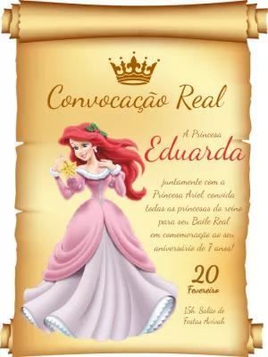 Convite Aniversário Pequena Sereia Convocação Real para Editar