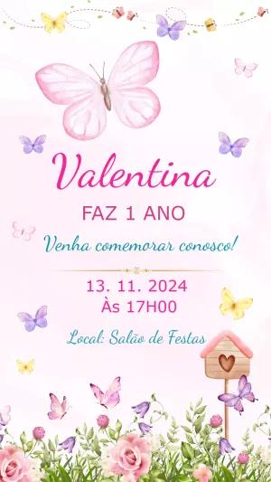 Convite Aniversário Jardim das Borboletas para Editar Online