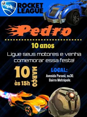 Convite Aniversário Rocket League com Carros para Editar Online