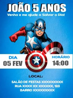 Convite de Aniversário Capitão América para Editar Online