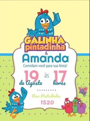 Convite Aniversário Galinha Pintadinha para Editar Online