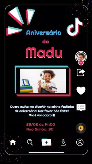 Convite Aniversário TikTok com Foto para Editar Online