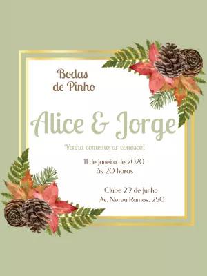 Convite Bodas de Pinho Rústico para Editar Online