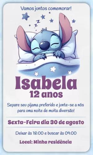 Convite Festa do Pijama Stitch para Editar Online