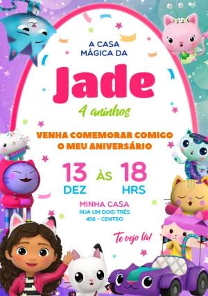 Convite Aniversário A Casa Mágica da Gabby para Editar Online