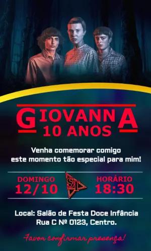 Convite de Aniversário Stranger Things para Editar Online