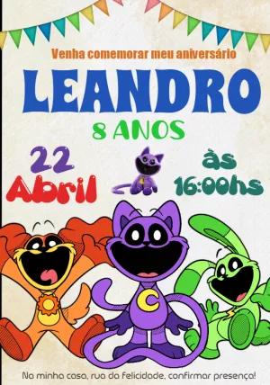 Convite Aniversário Catnap e Amigos Editável Online