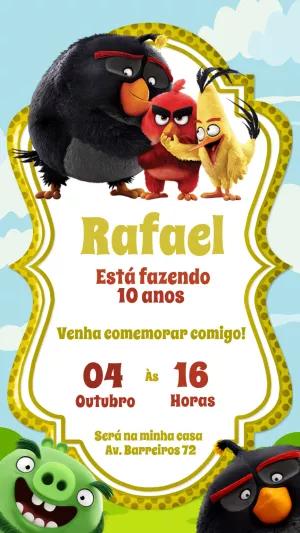 Convite de Aniversário Angry Birds para Editar Online