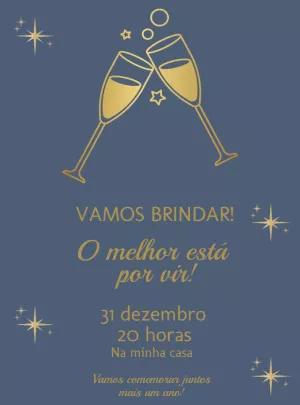 Convite de Ano Novo com Brinde de Taças para Editar Online