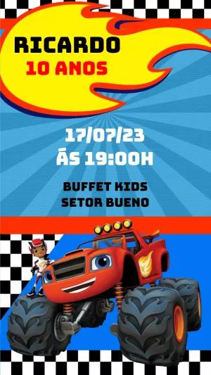 Convite Aniversário Blaze Monster Machines para Editar
