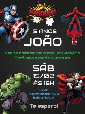 Convite de Aniversário Vingadores para Editar Online