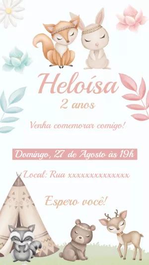Convite Aniversário Bosque Encantado Menina para Editar Online