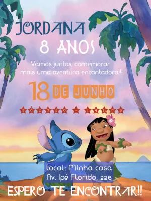 Convite de Aniversário Lilo & Stitch para Editar Online