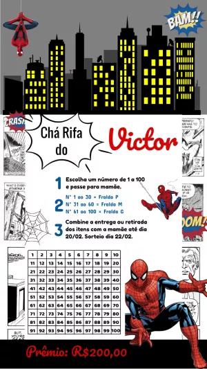 Convite Chá Rifa Homem Aranha Editável para Imprimir