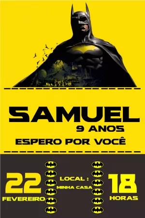 Convite de Aniversário Batman para Editar Online