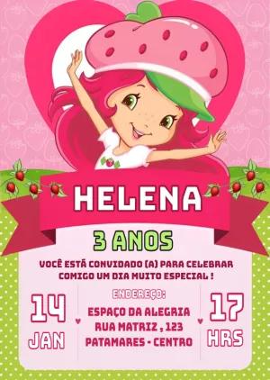 Convite de Aniversário Moranguinho para Editar Online