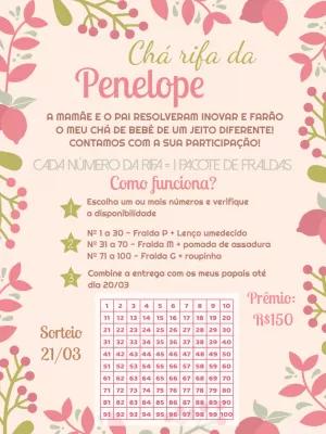 Convite Chá Rifa Jardim Encantado Floral para Editar Online