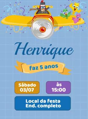 Convite Aniversário Mundo Bita Aviador para Editar Online