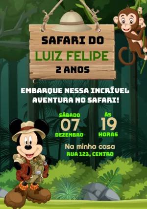 Convite de Aniversário Mickey Safari Editável Online