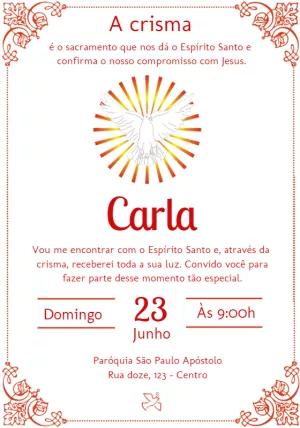 Convite de Crisma Espírito Santo para Editar Online