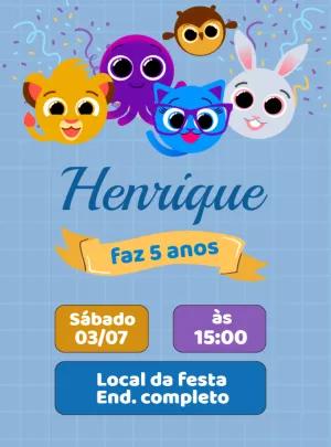Convite Aniversário Bolofofos Menino Azul para Editar Online