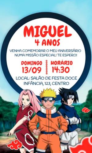 Convite Aniversário Naruto Shippuden para Editar Online