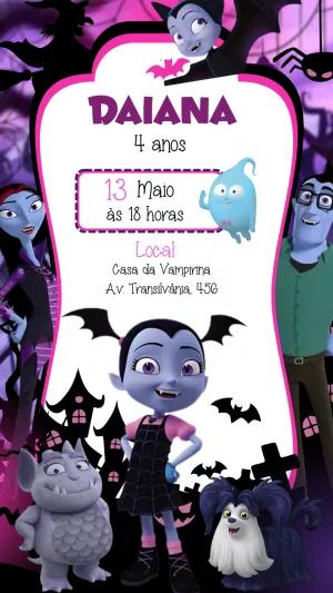 Convite Aniversário Vampirina para Editar e Personalizar Online