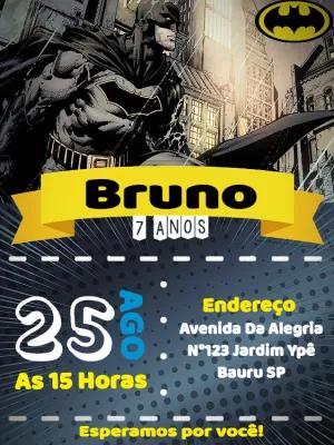 Convite de Aniversário Batman para Editar Online e Imprimir