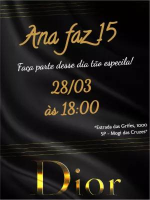 Convite de 15 Anos Tema Grife de Luxo para Editar Online