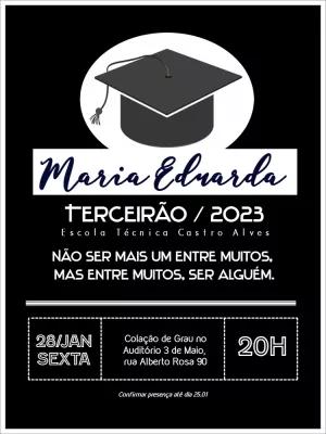 Convite de Formatura Ensino Médio Moderno para Editar Online