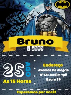Convite de Aniversário Batman Editável Online para Imprimir