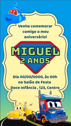 Convite Aniversário Carl o Super Caminhão para Editar Online