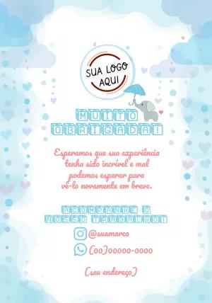 Cartão de Agradecimento Infantil Elefantinho para Editar Online