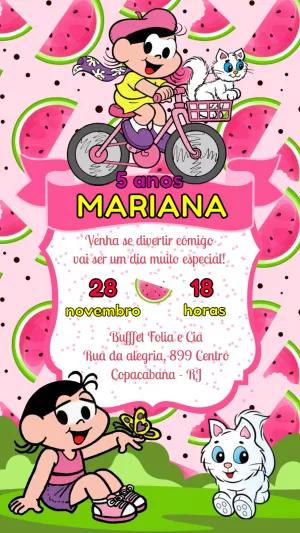 Convite de Aniversário Magali Melancia para Editar Online