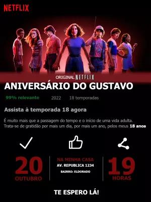 Convite Aniversário Stranger Things com Personagens para Editar
