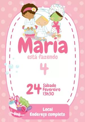 Convite de Aniversário Spa com Meninas para Editar Online