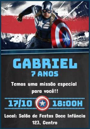 Convite de Aniversário Capitão América para Editar Online