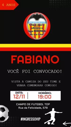 Convite de Aniversário Futebol com Logo do Time para Editar Online
