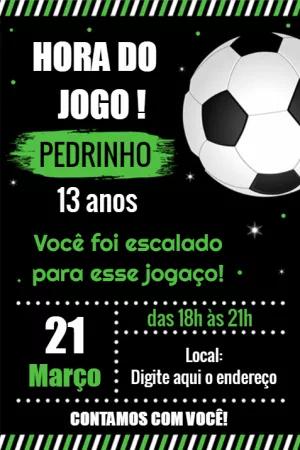 Convite de Aniversário Futebol com Bola para Editar Online e Imprimir