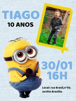 Convite de Aniversário Minions com Foto para Editar Online
