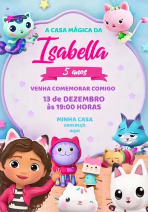Convite Aniversário A Casa Mágica da Gabby para Editar Online