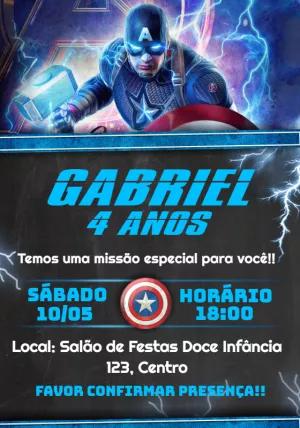 Convite de Aniversário Capitão América para Editar Online