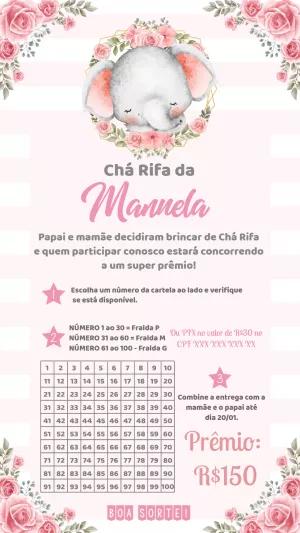 Chá Rifa Elefantinha Floral para Editar e Imprimir