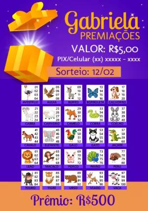 Rifa Sorteio de Animais Jogo do Bicho para Editar Online