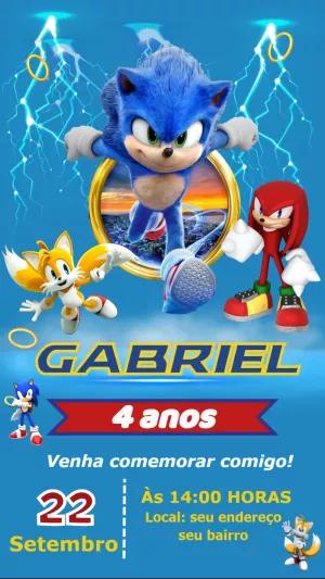 Convite de Aniversário Sonic o Filme para Editar Online