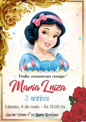Convite de Aniversário Branca de Neve para Editar Online