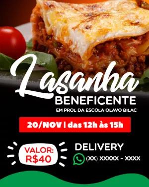 Cartaz para Lasanha Beneficente Editável Online